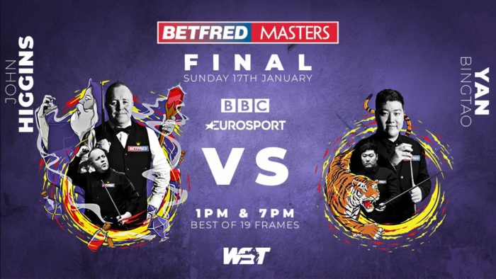 Masters-Finale: WST-Grafik mit Higgins und Yan, drumherum unordentliche Grafik