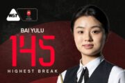 Bai Yulu Portrait mit Text "Bai Yulu 145 highest break".