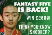 WST-Plakat Fantasy Five is back. Win 2000 Pound. Think you know snooker? With a photo of Wu Yize.